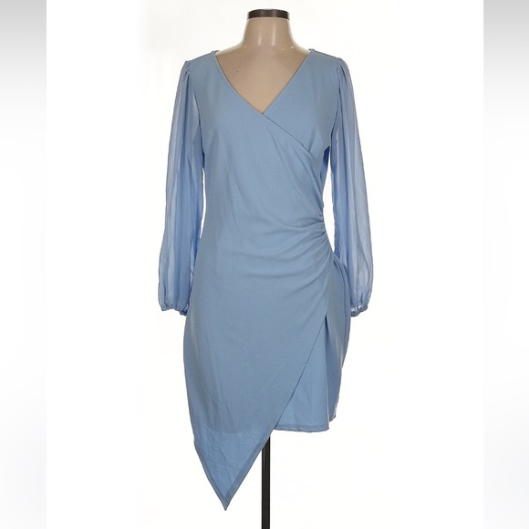 Chic Sky Blue Long Sleeve Dress - Picture 3 of 4